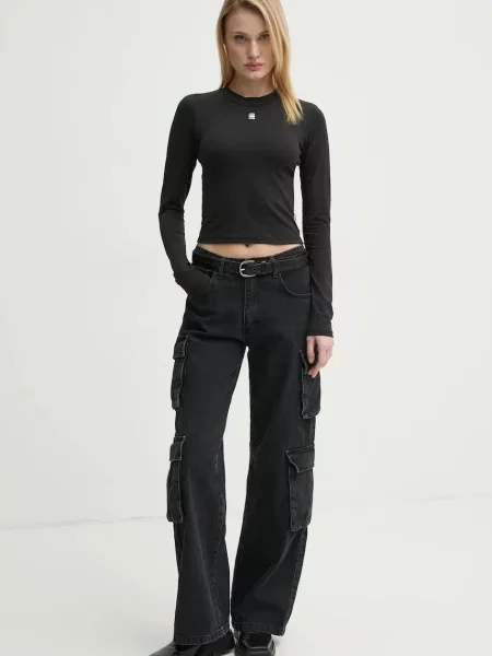 Лонгслів G-Star півгольф чорний