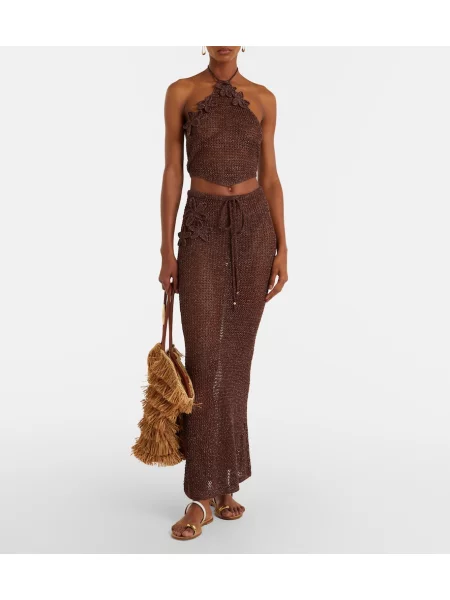 Pleten top Bananhot s halter ovratnikom rjava