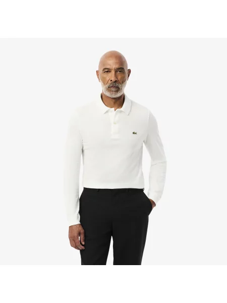 Lacoste Koszulka Polo Z Długim Rękawem W Kolorze Białym Dopasowana Do Sylwetki biała