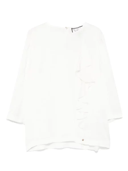 Блуза Nissa с драперии бяло