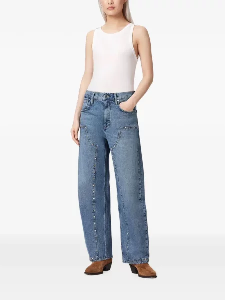 Blugi conici Allsaints cu talie înaltă albastru