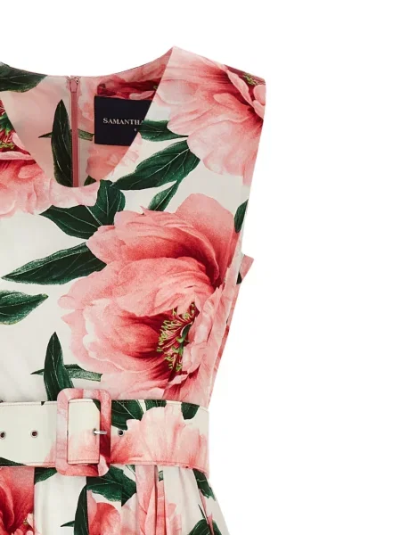 Rochie midi Samantha Sung cu model floral alb