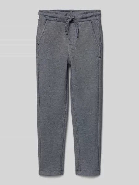 Spodnie dresowe o kroju straight fit ze strukturalnym wzorem Blue Seven granatowe