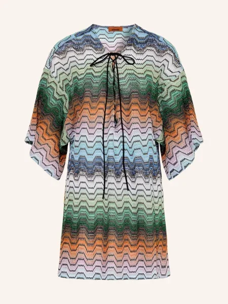 Missoni Plážové Šaty S Třpytivou Přízí tmavě hnědá / oranžová zelená