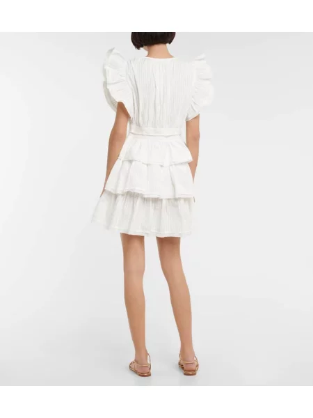 Rochie Ulla Johnson cu volane din poplin alb