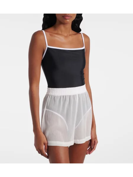 Pantaloni scurți Jade Swim cu talie înaltă transparente alb