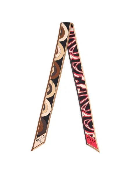 Fular Pucci cu imagine cu imprimeu geometric maro