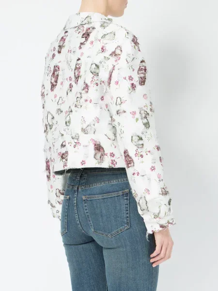 Geacă Giambattista Valli zdrențuiți cu model floral alb