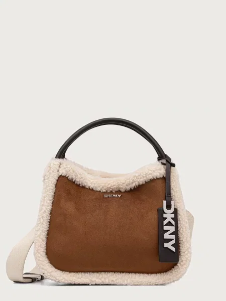 DKNY geantă pentru femei cu imitație de piele întoarsă maro