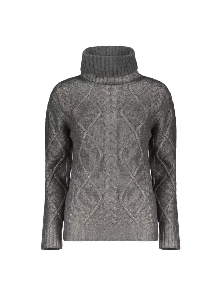 Sweter z golfem Herno wełniany szary