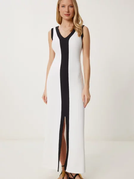 Happiness İstanbul Pletena obleka črna bela