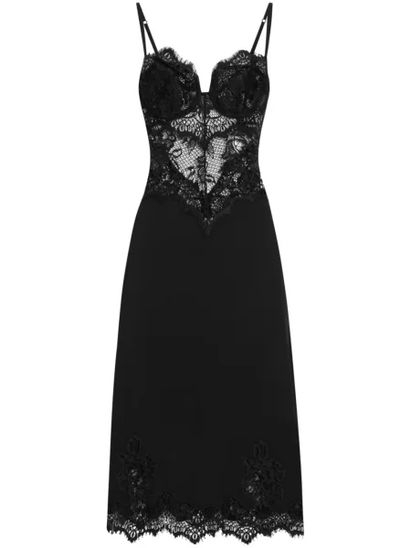 Rochie midi Dolce & Gabbana cu model floral din dantelă până la genunchi negru