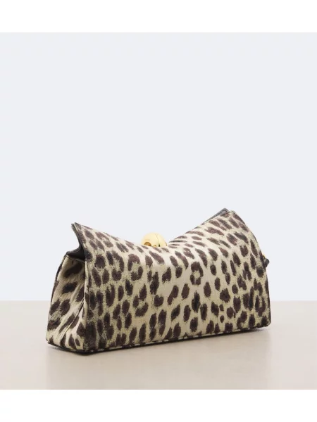 Geantă plic Jacquemus cu imagine cu model leopard din canvas bej