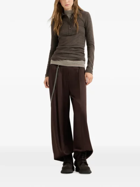 Pantaloni Brunello Cucinelli din satin maro