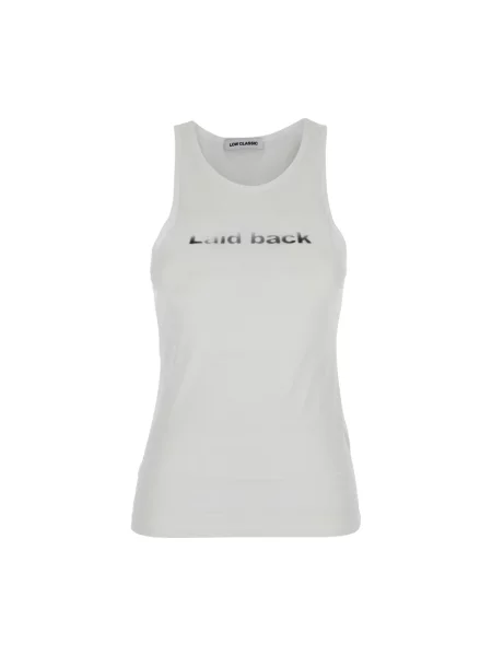 Top Low Classic bez rękawów klasyczny biały