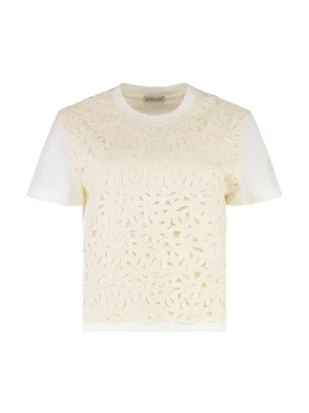 Koszulka Moncler koronkowa beżowa