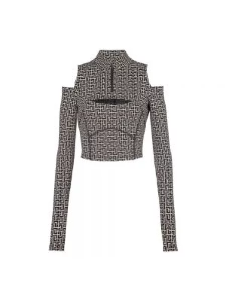 Top Balmain o krotszym kroju czarny