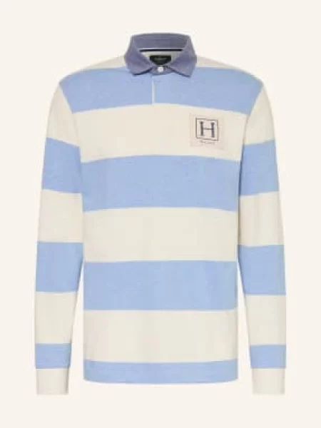 Hackett London Pletená Polokošile Z Kombinace Materiálů tmavě / režná modrá