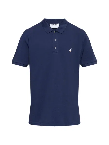 Polo Moschino cu broderie albastru