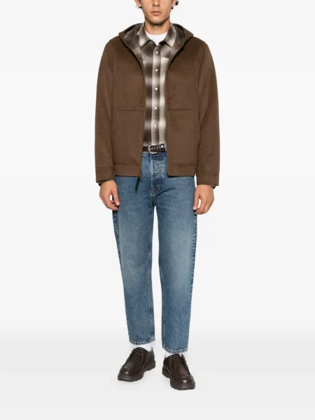 Geacă Woolrich cu glugă maro