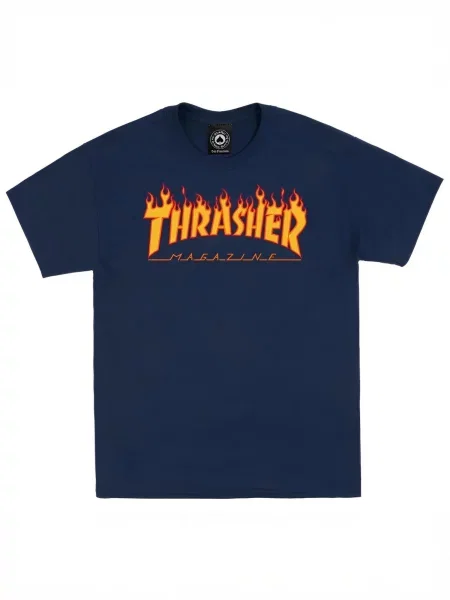 THRASHER Tričko FLAME námornícka modrá