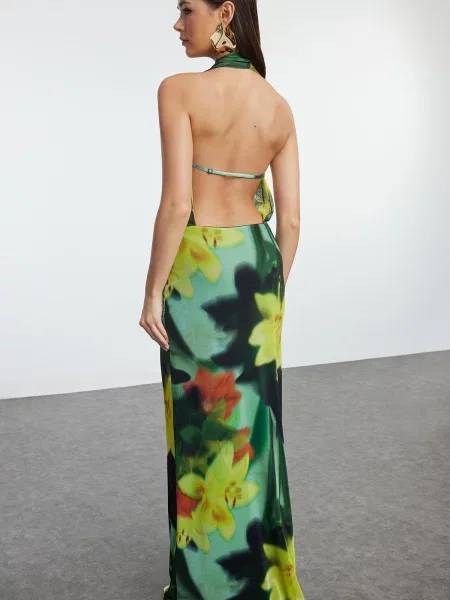 Trendyol Rochie de seară / oliv / verde mentă / portocaliu mandarină galben