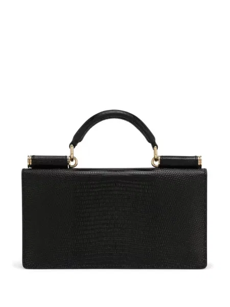 Kožená mini kožená taška Dolce & Gabbana Sicily s potiskem černá
