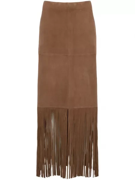 Fustă din piele Yves Salomon maro