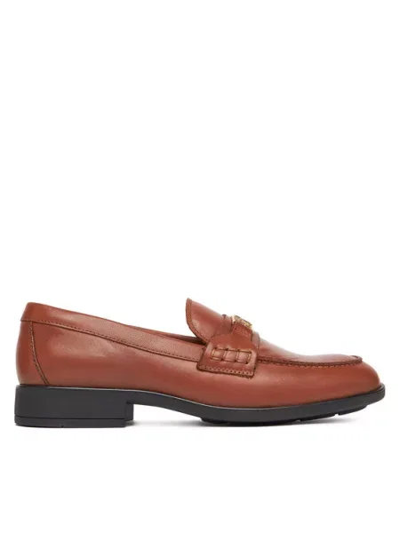 Tommy Hilfiger Loaferice Th Logo Leather Loafer smeđa