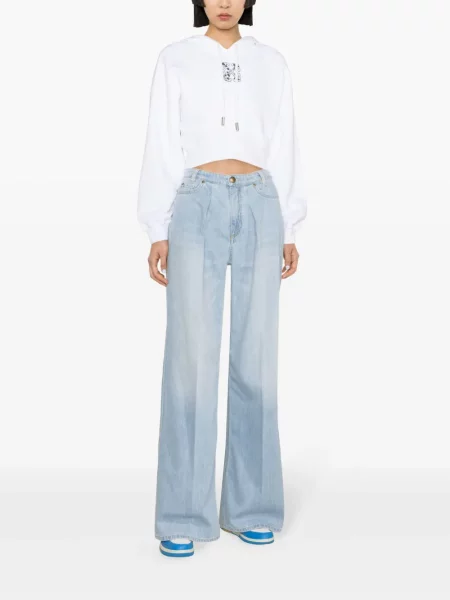 Hanorac cu glugă Off-white cu mărgele alb