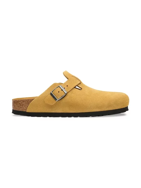 Birkenstock natikači z zaprtimi prsti semišasti Boston Soft Footbed Suede Leather rjava
