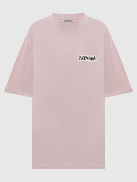 Футболка Balenciaga с принтом розовая