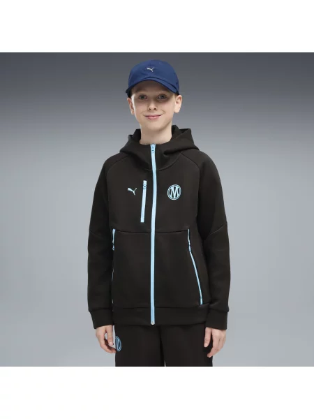 Młodzieżowa rozpinana bluza z kapturem Olympique de Marseille PUMATECH Odzież czarny