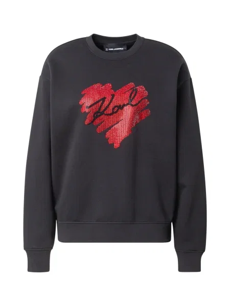 Hanorac Karl Lagerfeld cu motiv cu inimi negru