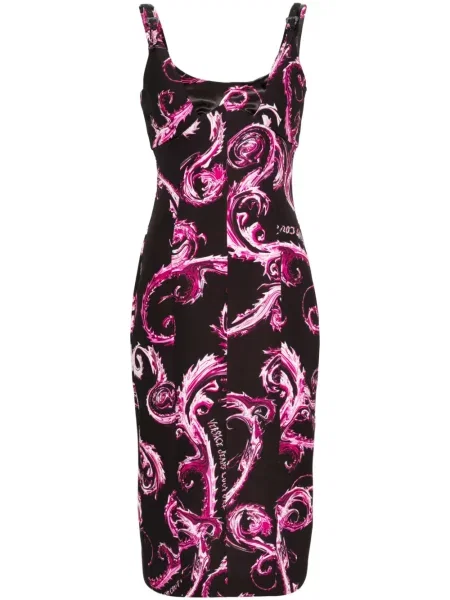 Rochie din denim Versace Jeans Couture cu imagine până la genunchi de costum negru