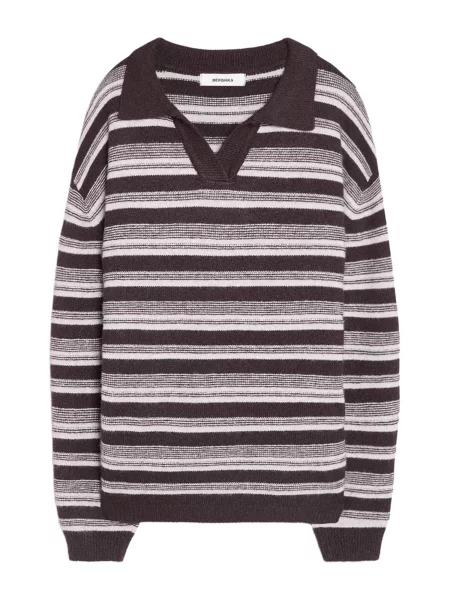Bershka Svetr hnědá / světle šedá