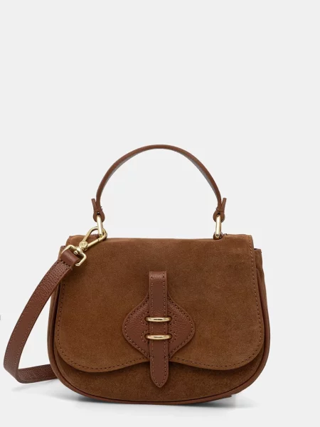Coccinelle geantă crossbody pentru femei din piele întoarsă maro