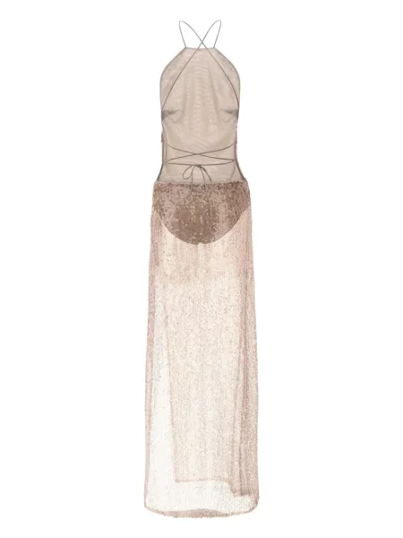 Rochie maxi The Andamane cu paiete de costum roz