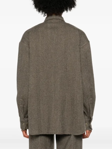 Cămașă Ermanno Scervino cu model herringbone maro