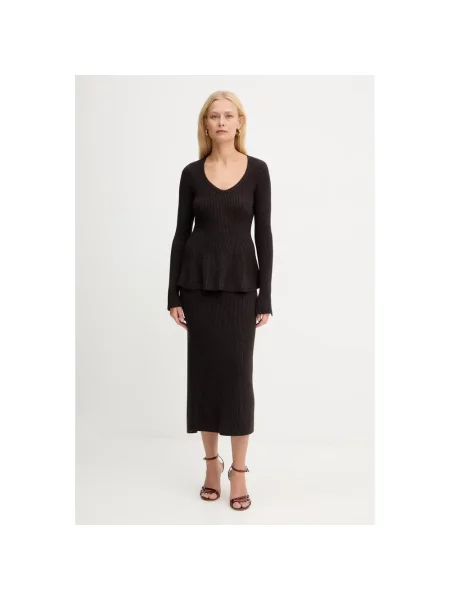 Twinset sweter z dodatkiem wełny ciepły brązowy