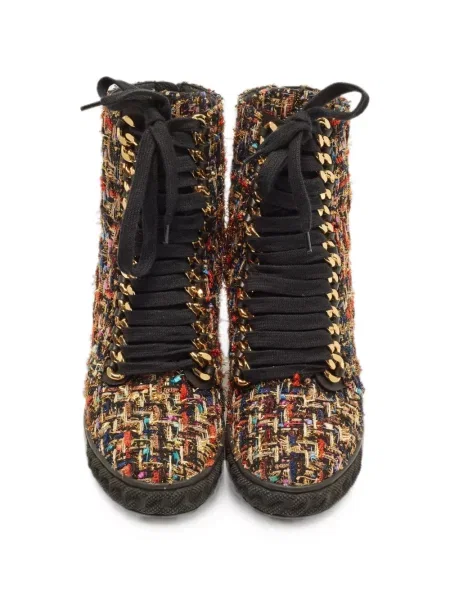 Sneakerși Casadei cu pană din tweed negru