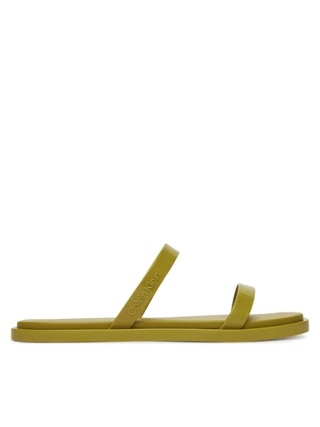 Šlepetės Calvin Klein Double Bar Slide Jelly žalia
