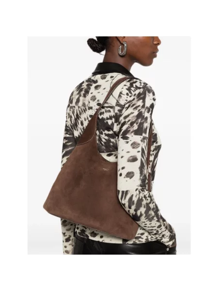 Coach torebka zamszowa Brooklyn Shoulder Bag 28 brązowa