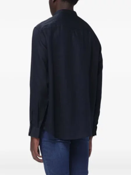 Λινό με κολάρο πουκάμισο Emporio Armani μπλε