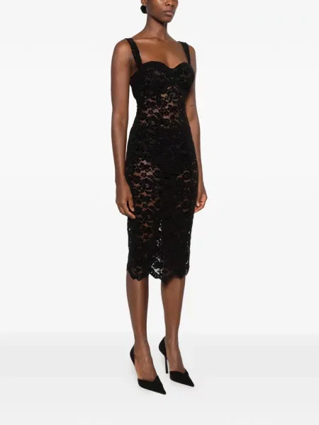 Rochie midi Mazzei din dantelă negru