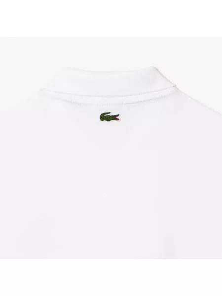 Lacoste Polo Unisex Z Nadrukiem Signature O Kroju Regular Fit biały