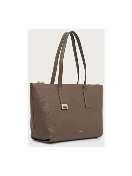 Furla torebka shopper skórzana Olivia M Tote zielona