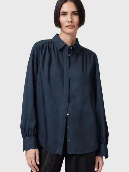 AllSaints camasa AGGIE femei marin cu guler clasic regular albastru