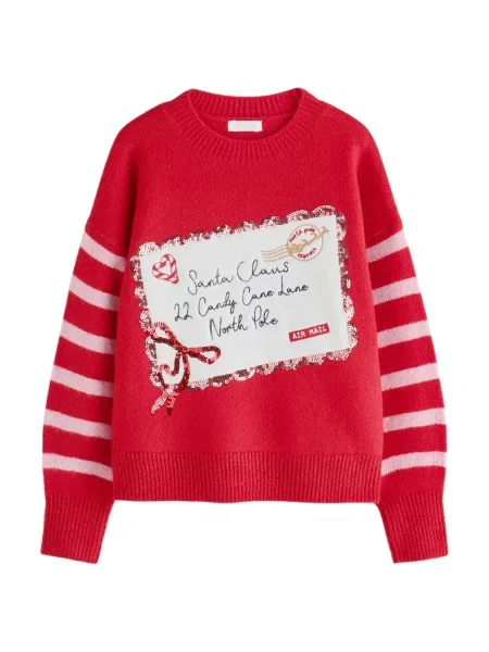 Next Pulover Santa Letter roz pastel / roșu alb