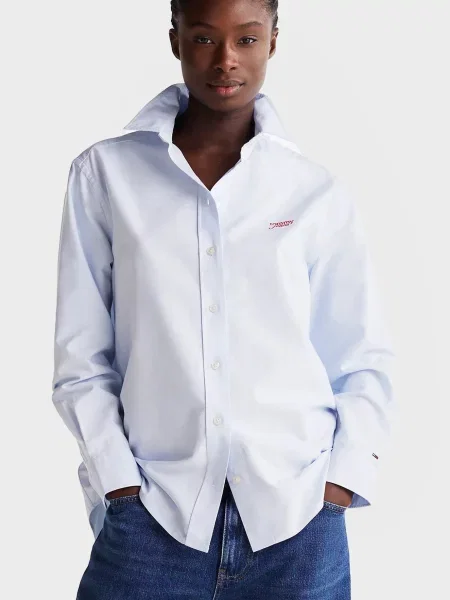 Рубашка Tommy Jeans из твилла голубая